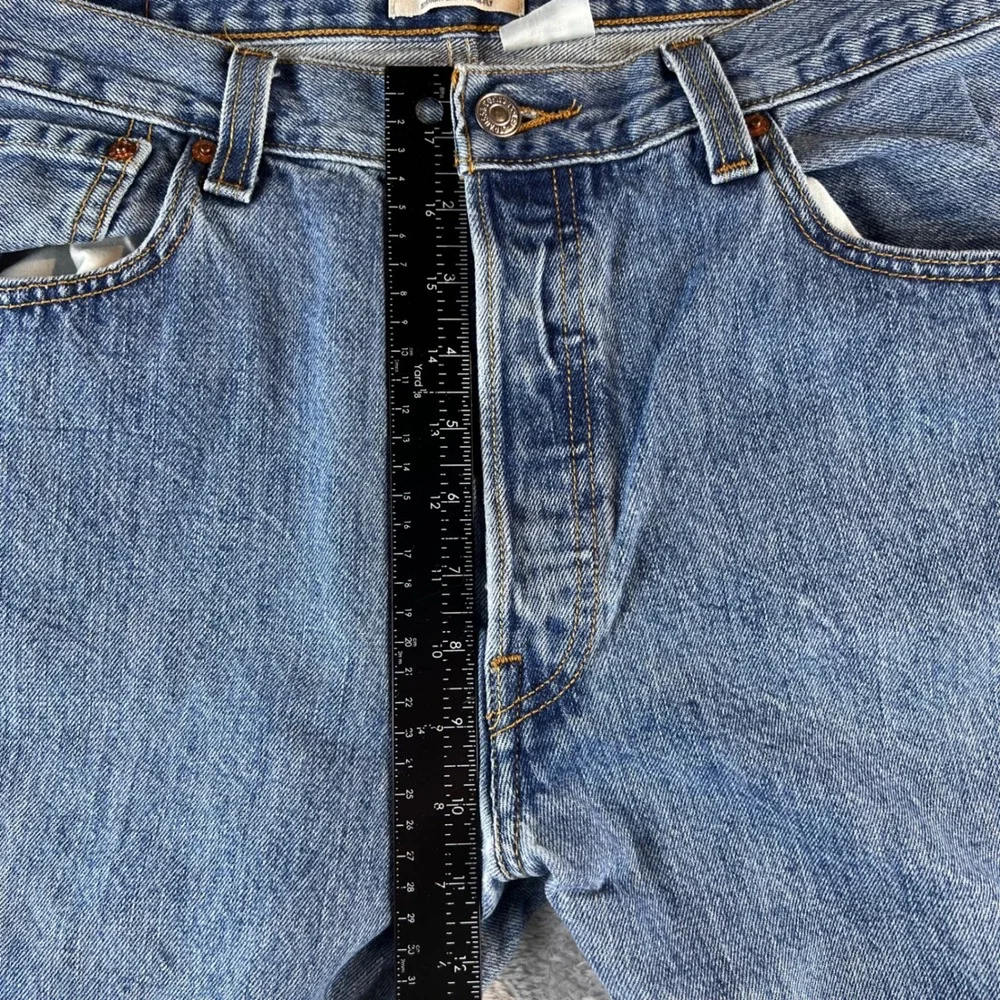 Levis 501 Original Straight Leg Button Fly Blue Denim Jeans Mens 35x30